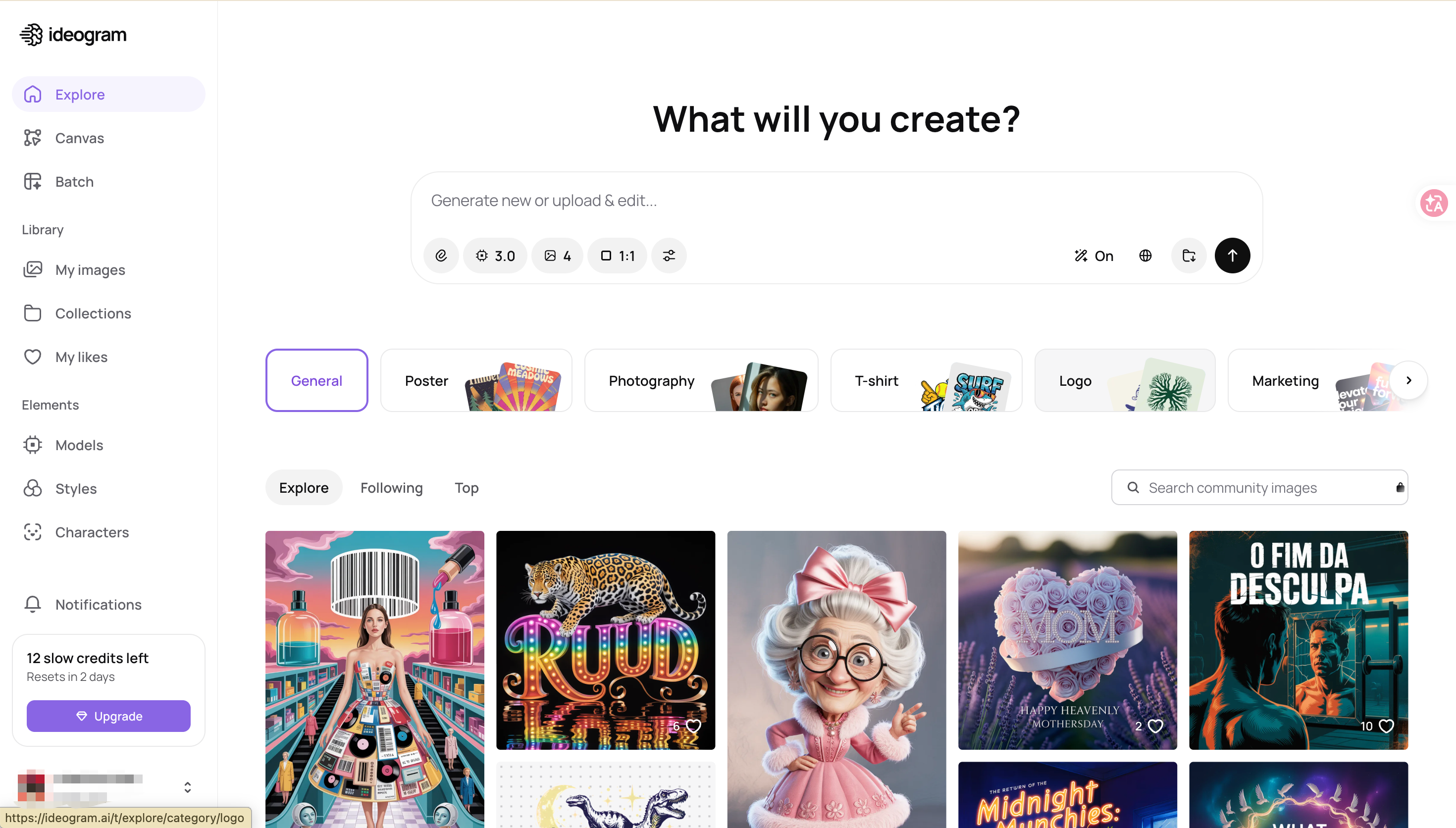 Ideogram 3.0 web app interface with typography focus
