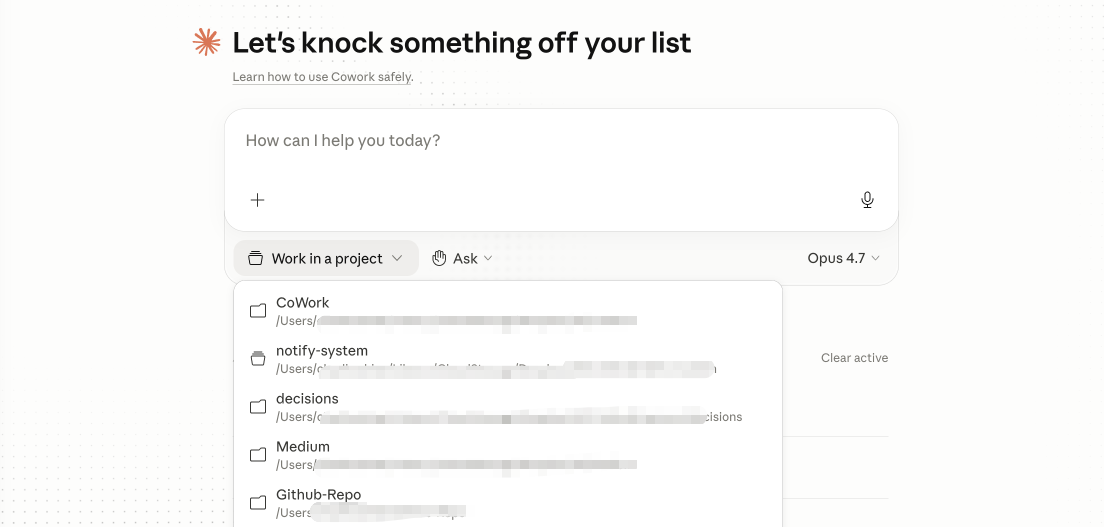 Cowork project folder mount with multiple local folders connected