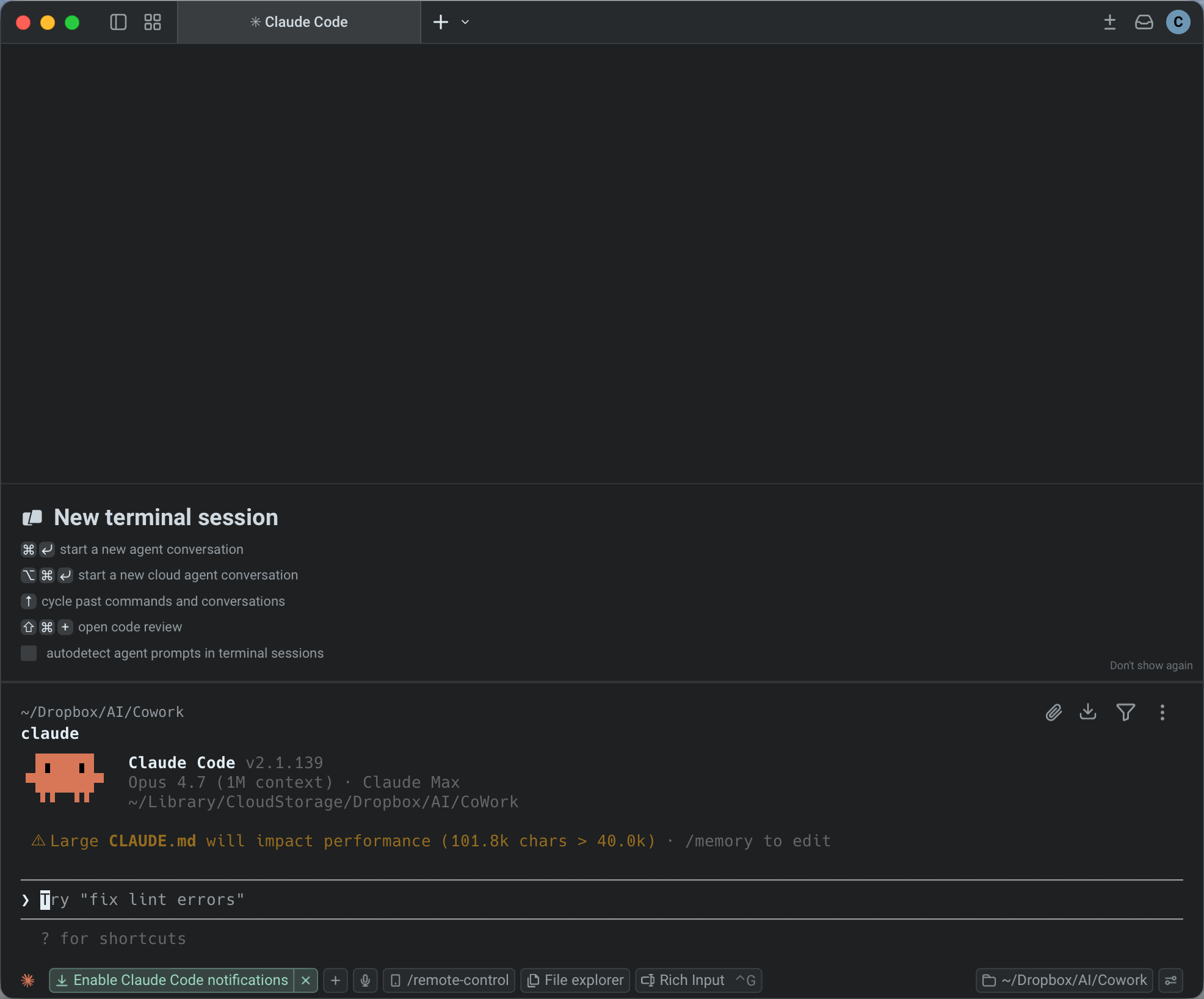 Claude Code terminal interface with prompt input