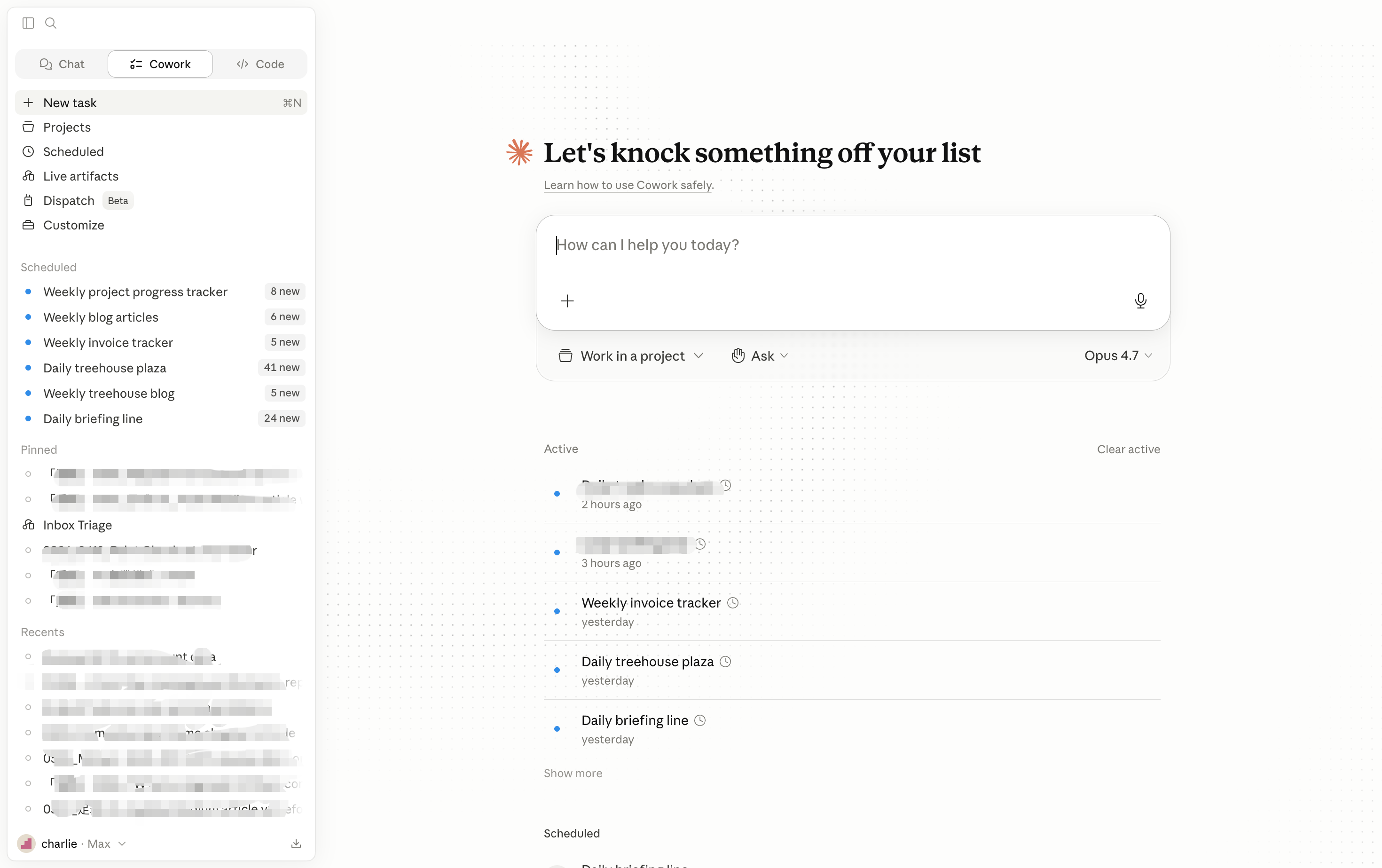 Cowork desktop workspace with local folder integration